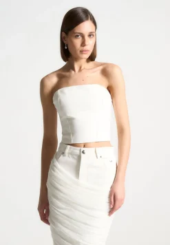 Denim Bandeau Corset Top