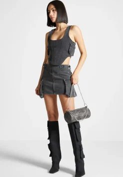 Denim Cargo Corset Top