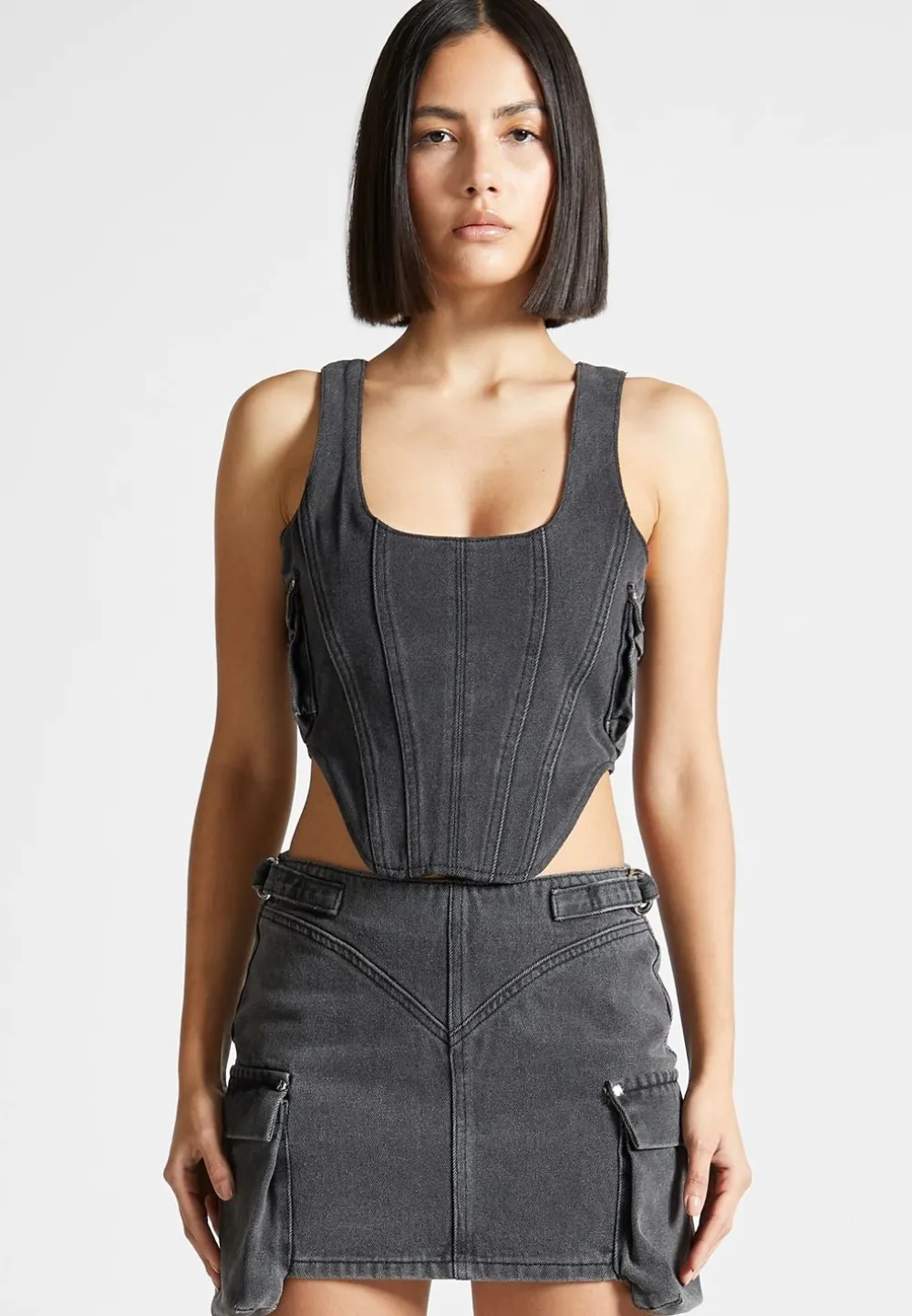 Denim Cargo Corset Top