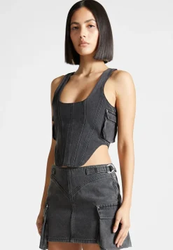 Denim Cargo Corset Top