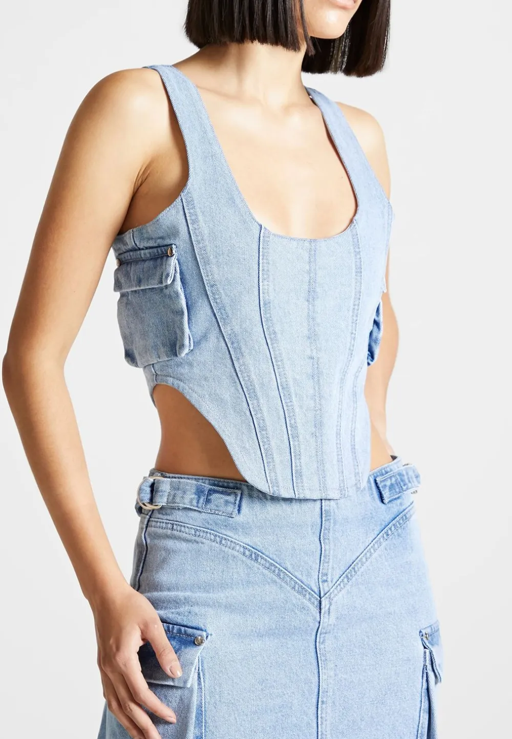 Denim Cargo Corset Top