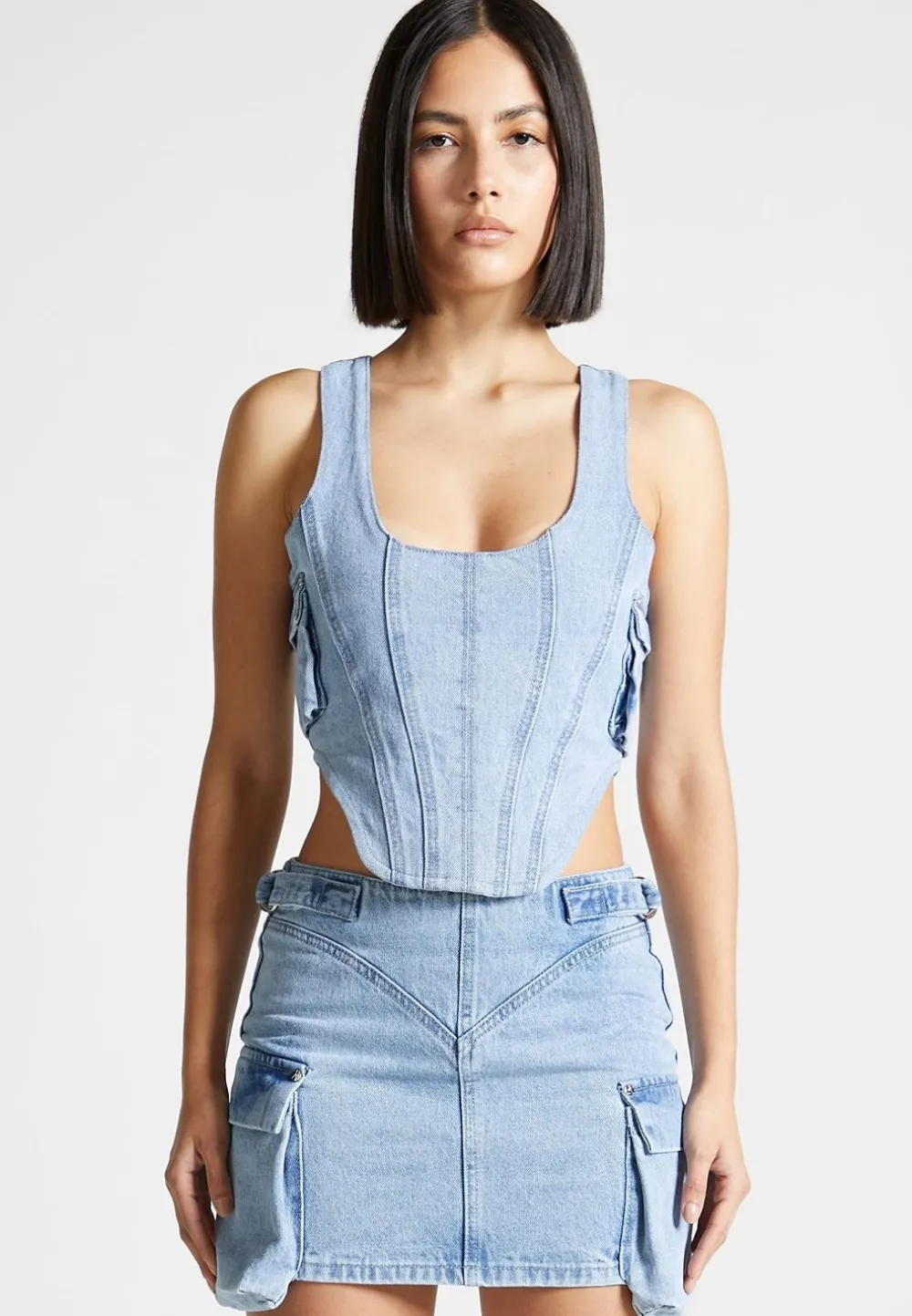 Denim Cargo Corset Top