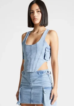 Denim Cargo Corset Top