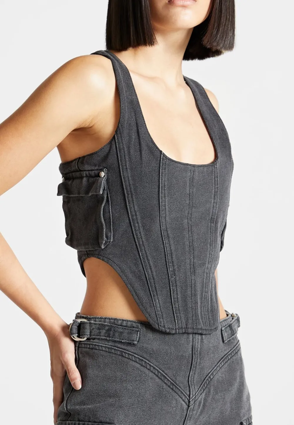 Denim Cargo Corset Top