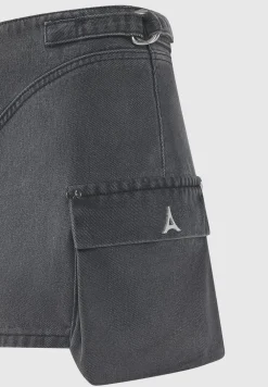 Denim Cargo Mini Skirt