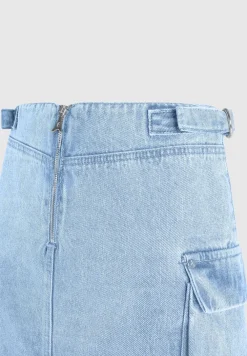 Denim Cargo Mini Skirt