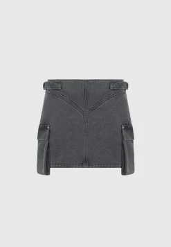 Denim Cargo Mini Skirt
