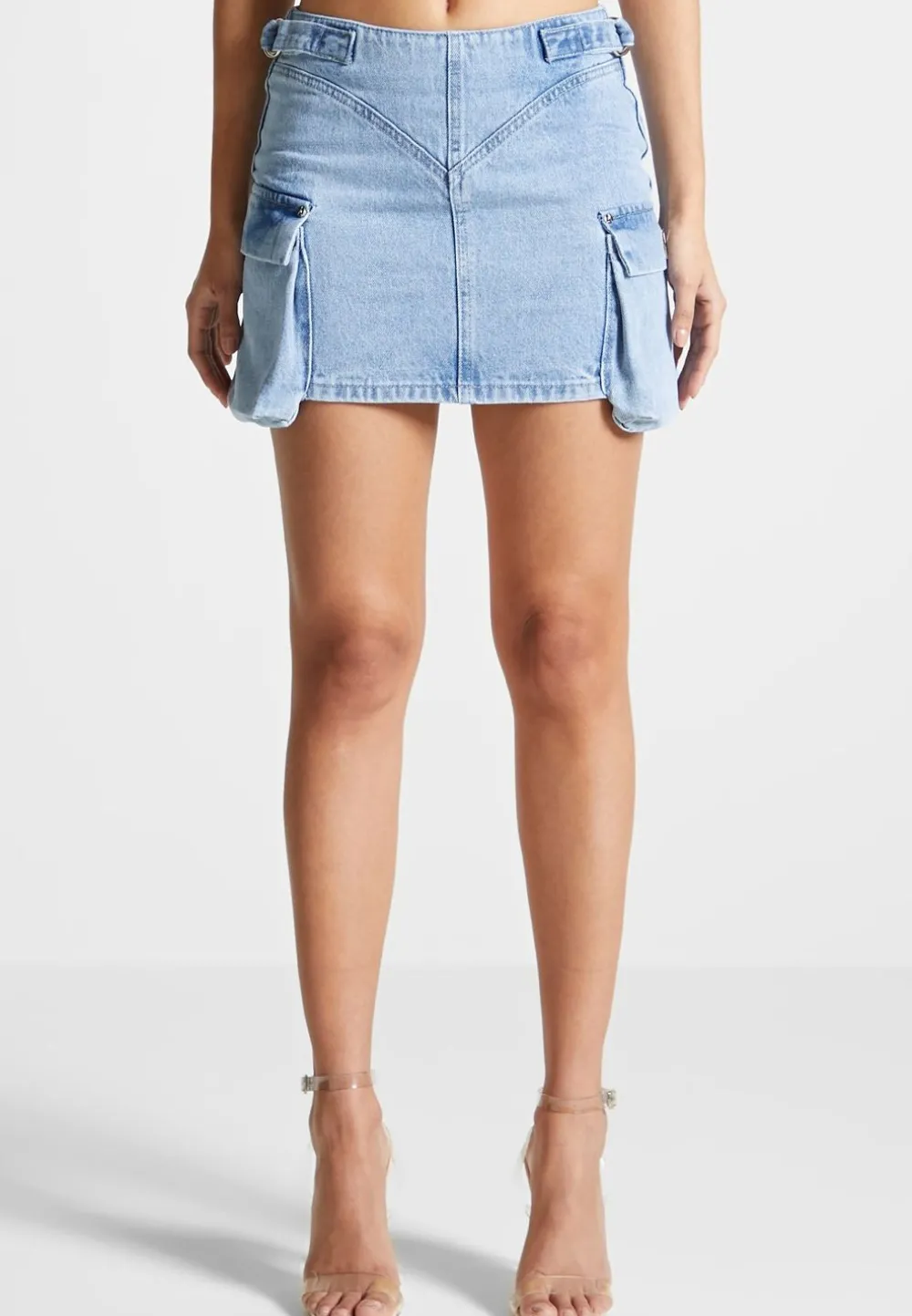 Denim Cargo Mini Skirt