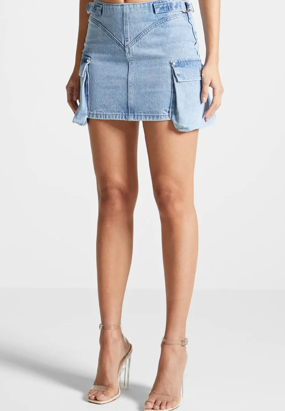 Denim Cargo Mini Skirt