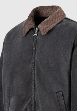 Denim Padded Cropped Bomber Jacket - Washed Grey