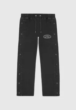 Denim Popper Cargo Pants - Washed