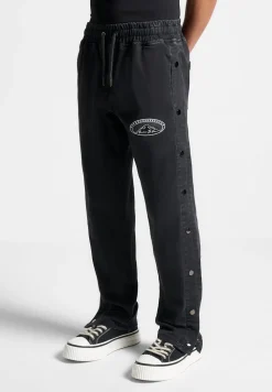 Denim Popper Cargo Pants - Washed