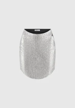 Dipped Waist Metallic Mini Skirt