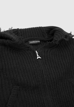 Distressed Chunky Knit Hoodie