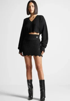 Distressed Knit Crop Jumper