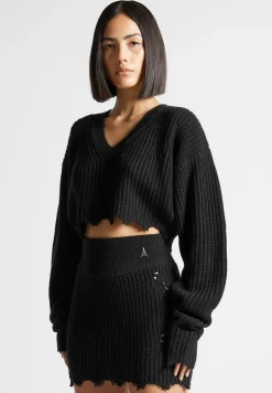 Distressed Knit Crop Jumper