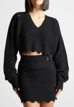 Distressed Knit Crop Jumper
