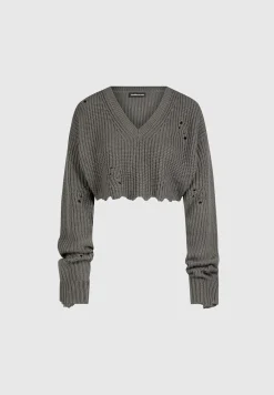 Distressed Knit Crop Jumper