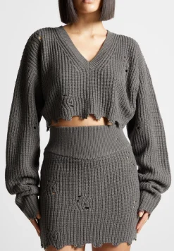 Distressed Knit Crop Jumper