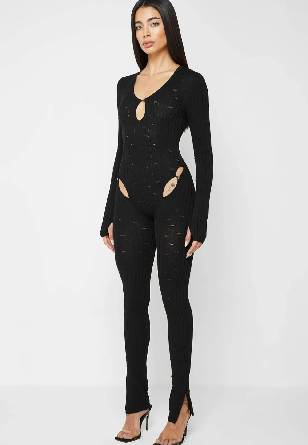 Distressed Knitted Cut Out Jumpsuit