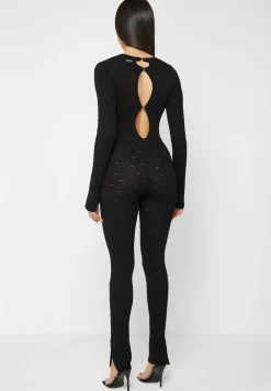 Distressed Knitted Cut Out Jumpsuit