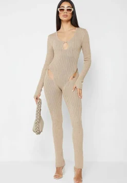 Distressed Knitted Cut Out Jumpsuit