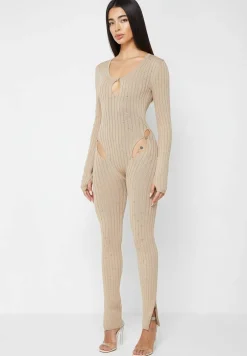 Distressed Knitted Cut Out Jumpsuit