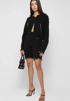 Distressed Knitted Cycling Shorts