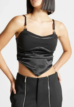 Draped Satin Corset Top