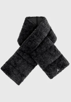 Eiffel Plush Mittens And Vegan Leather And Plush Puffer Scarf Set - Bl