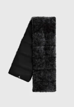 Eiffel Plush Mittens And Vegan Leather And Plush Puffer Scarf Set - Bl