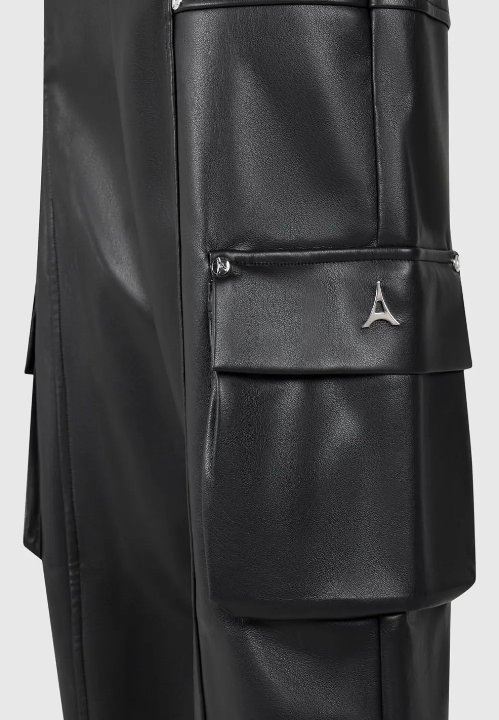 Elasticated Waist Vegan Leather Cargo Trousers