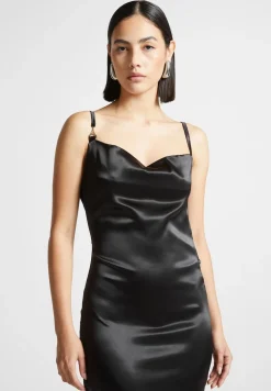 Embellished Open Back Satin Midaxi Dress