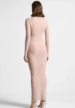 Eternelle Mock Neck Sheer Midaxi Dress