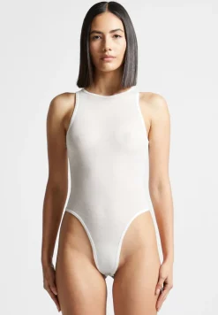 Eternelle Sheer Racer Neck Bodysuit