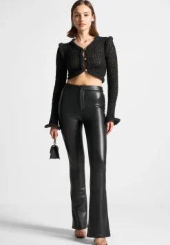 Flared Sleeve Textured Knit Cardigan