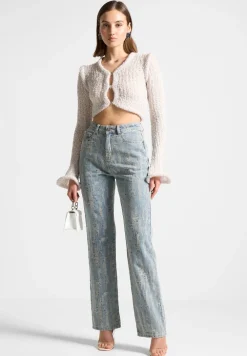 Flared Sleeve Textured Knit Cardigan