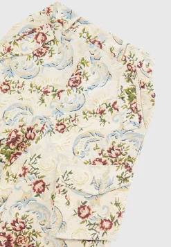 Floral Jacquard High Waisted Cargo Pants