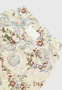 Floral Jacquard High Waisted Cargo Pants