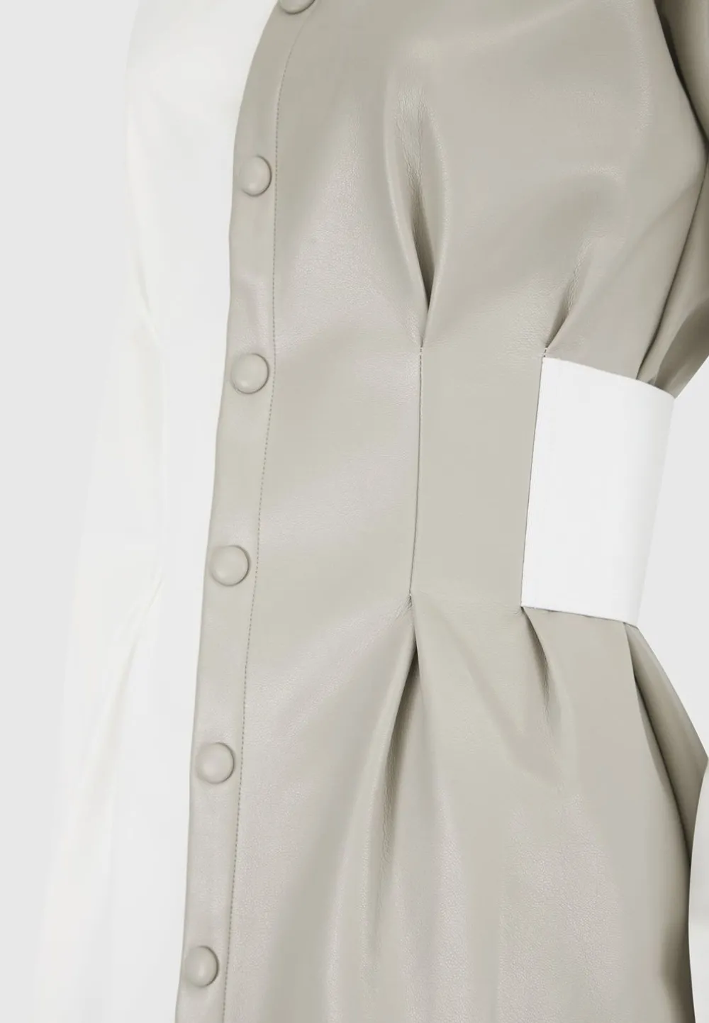 Half Vegan Leather Shirt Dress