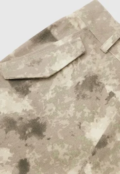 High Waisted Camo Cargo Pants - Beige