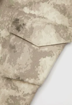 High Waisted Camo Cargo Pants - Beige