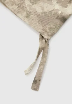 High Waisted Camo Cargo Pants - Beige