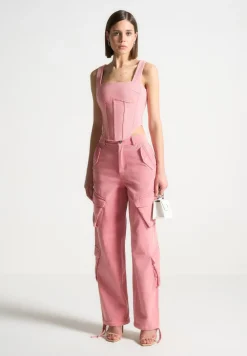 High Waisted Cargo Pants - Washed