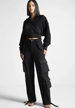 High Waisted Loopback Cargo Pants