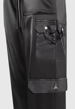 High Waisted Satin Cargo Trousers