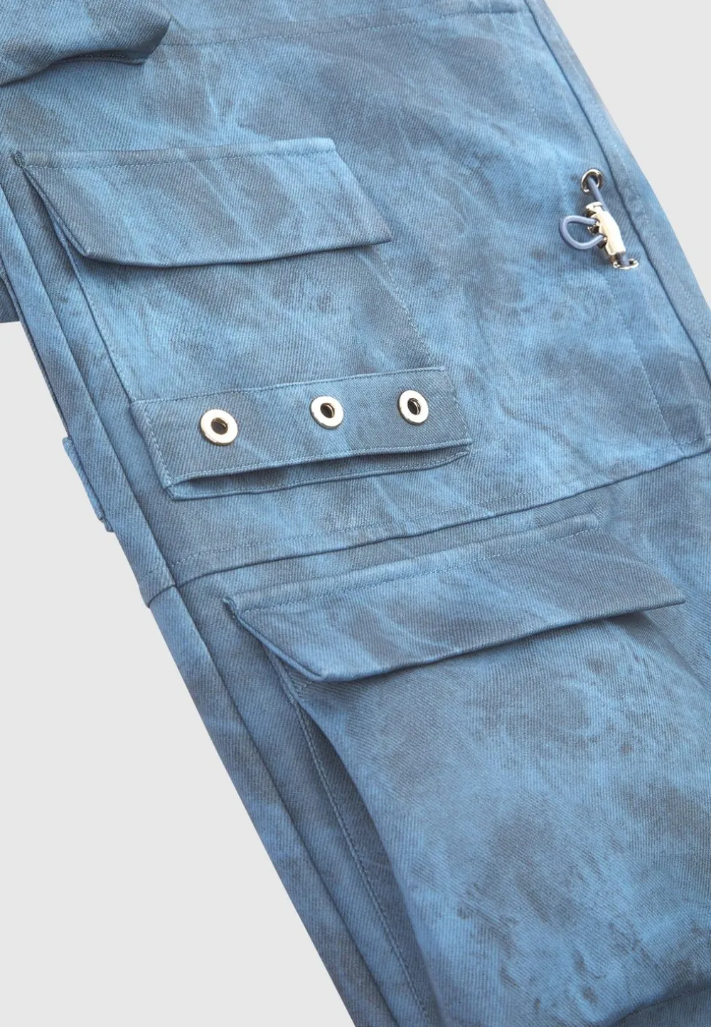 High Waisted Vintage Marble Leather Cargo Pants - Washed