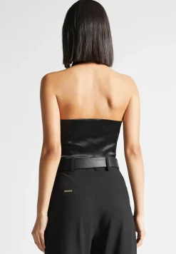 Hooded Cowl Neck Satin Wrap Bodysuit