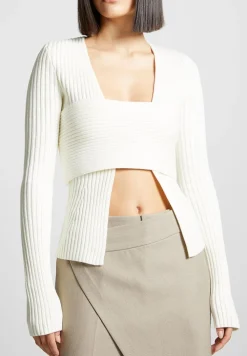 3-In-1 Knit Overlay Bandeau Cardigan