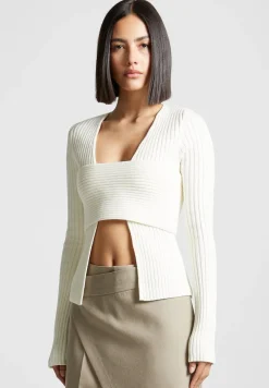 3-In-1 Knit Overlay Bandeau Cardigan